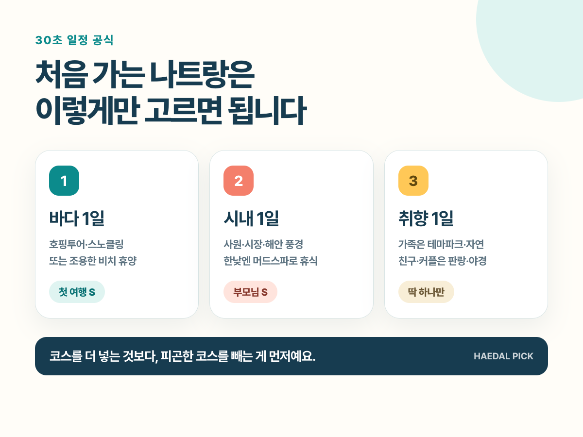 나트랑 바다 1일 시내 1일 취향 1일 일정 공식